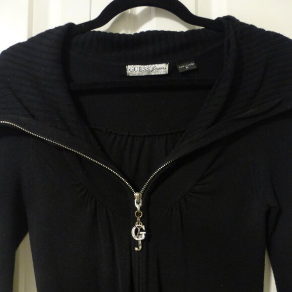 GUESS black long zip up sweater - Picture 3 of 10